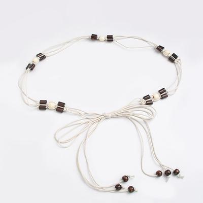 Boho Style Waist Rope Weaving Knotted Ethnic Style Handmade Wooden Beads Women's Belt Leisure Vacation Style Exquisite Waist Rope