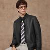 Judger Men's Stand Collar Lambskin Leather Jacket