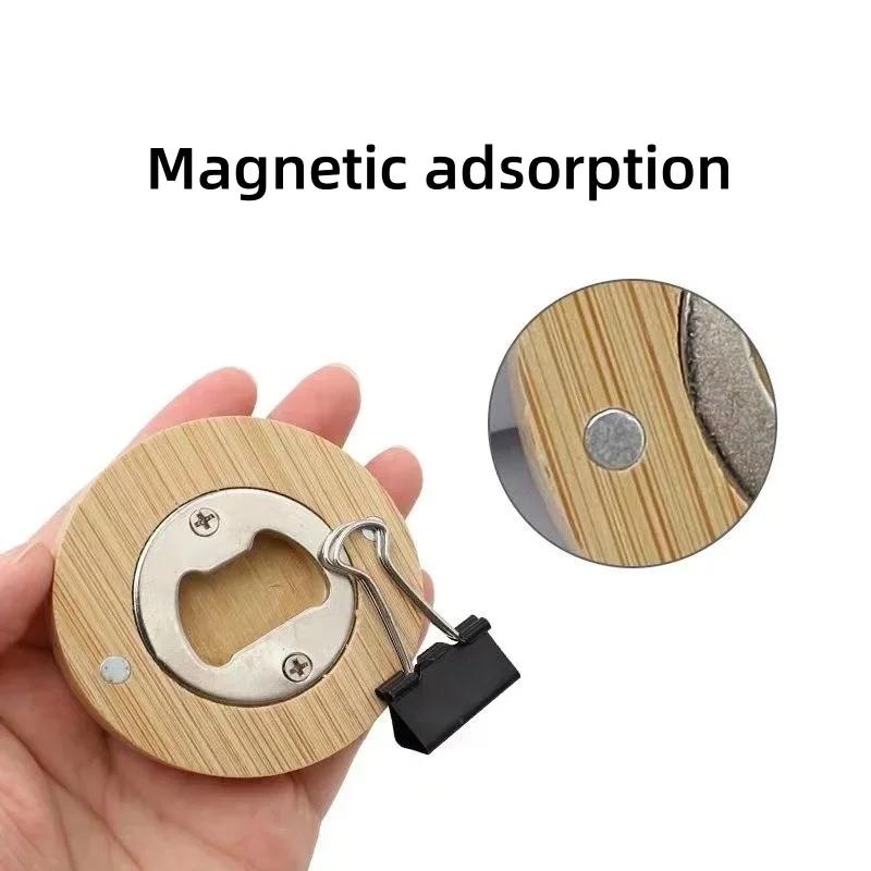 1/5/10/30Pcs Beer Bottle Opener Portable Round Shape Bamboo Opener Fridge Magnet Bar Beverages Gadgets Wedding Home Party Tools