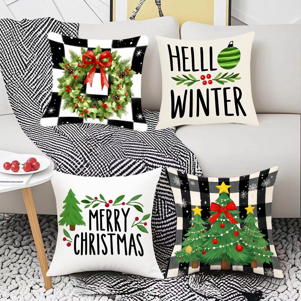 Weihnachtskissen Weihnachtsbaum-Element Kissen Schlafzimmer Wohnzimmer Dekoration Lendenkissen Kissenbezug Leinen Digitaldruck