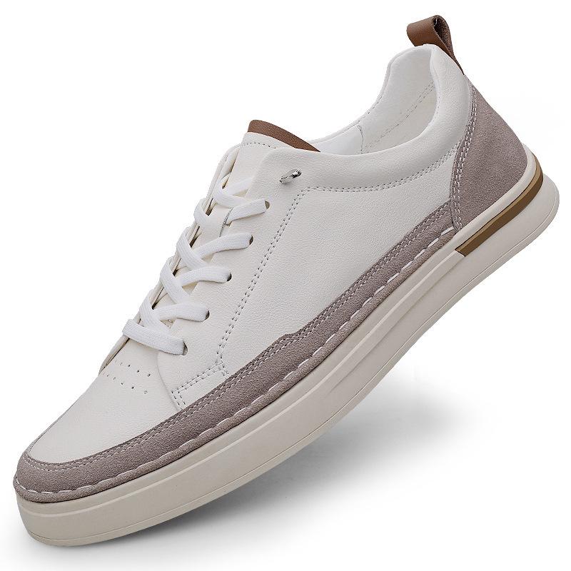 Men's Retro Fashion Cowhide Loafers - Large Size Casual White Sports Shoes for Spring