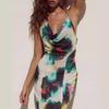 European and American summer new sexy backless neck strap holiday style print swing collar long dress women