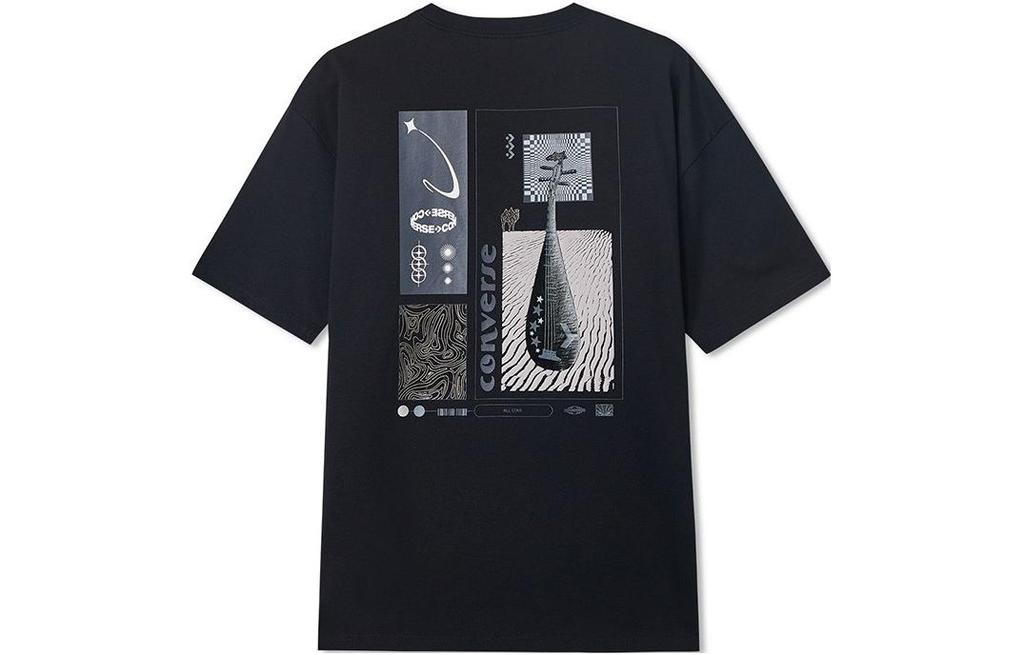 Converse T Shirts Men's Black Crew Neck Moderate Straight Fit 10024876-A02