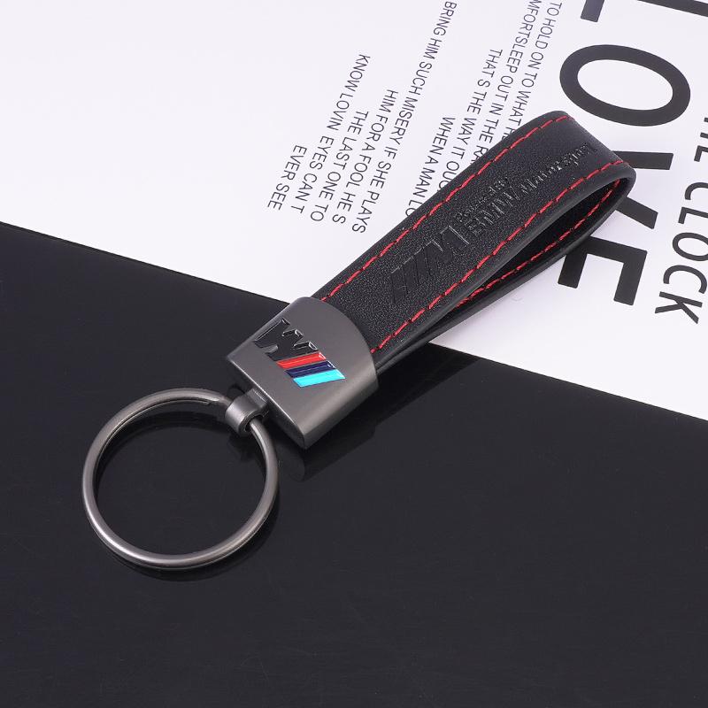BBKQ7 Leather Car Key Keychainn Pendant Holder Gift For BMW M Performance E46 G80 F48 E84 G01 F30 G11 X1 X3 X5 X6 G07 Auto Accessories