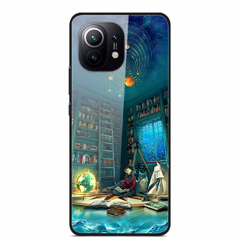 Glass Back Cover For Xiaomi 11 Lite 5G NE Case Soft Edge Hard Tempered Glass Case For Xiaomi Mi 11 Lite 5G NE Phone Case Coque