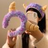 Cute Purple Monster Plush Headband for Face Washing and Makeup - Anti-Slip Hair Band for Women, Autumn/Winter