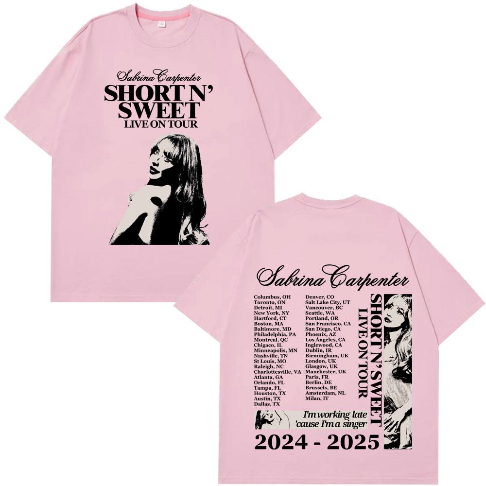 Sabrina Carpenter Short N Sweet Tour 2025 T Shirt Men Women Loose Casual Fashion Cotton Tees Oversized Harajuku Street Tshirt
