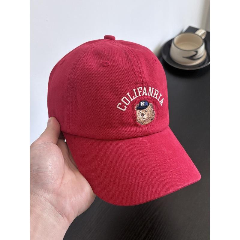 Cute Bear Embroidered Baseball Cap Children Spring And Summer Face Small Soft Top Versatile Wide Brim Cap Men'S Trendy Brand