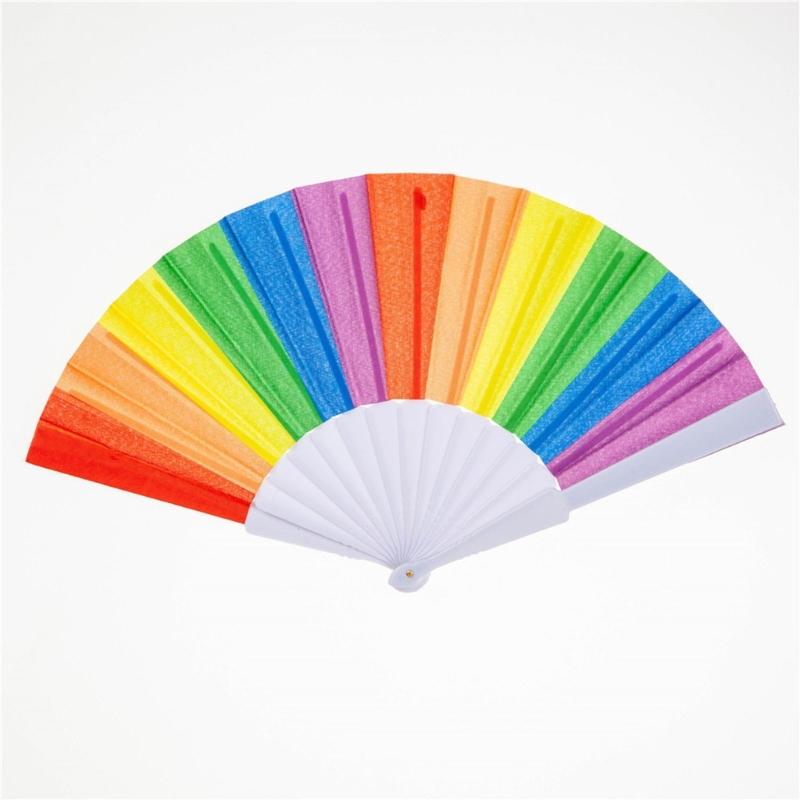 Rainbow Hand Fan,Pride Folding Hand Fan,Colorful Lgbts Hand Held Fan,Plastic Folding Fan for Music Festival Event Party
