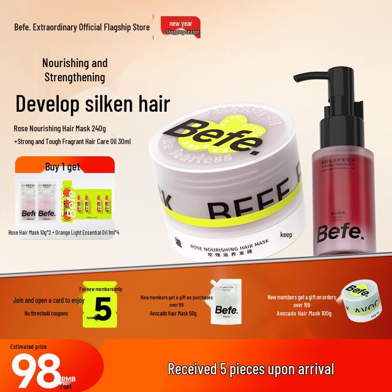 BeFe Rose Nourishing Hair Mask & Essential Oil Set