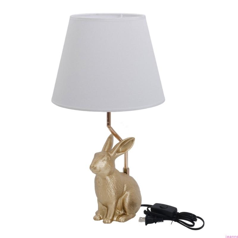 Elegant Rabbits Table Lamps with Retro Design Artistic Bedside Light for Bedroom Nightstand and Living Room Decorating