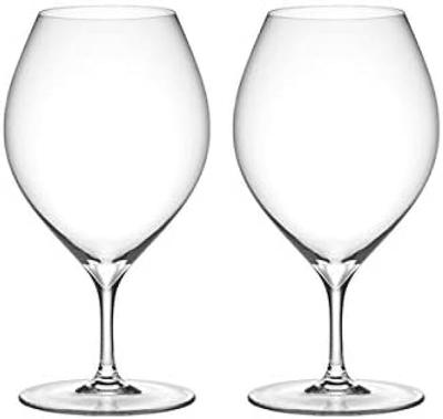 Kimura Glass Shop Piccolo 15oz Wine Glasses (Set of 2) - Casual Wine and Beer Glasses - Stylish Pair