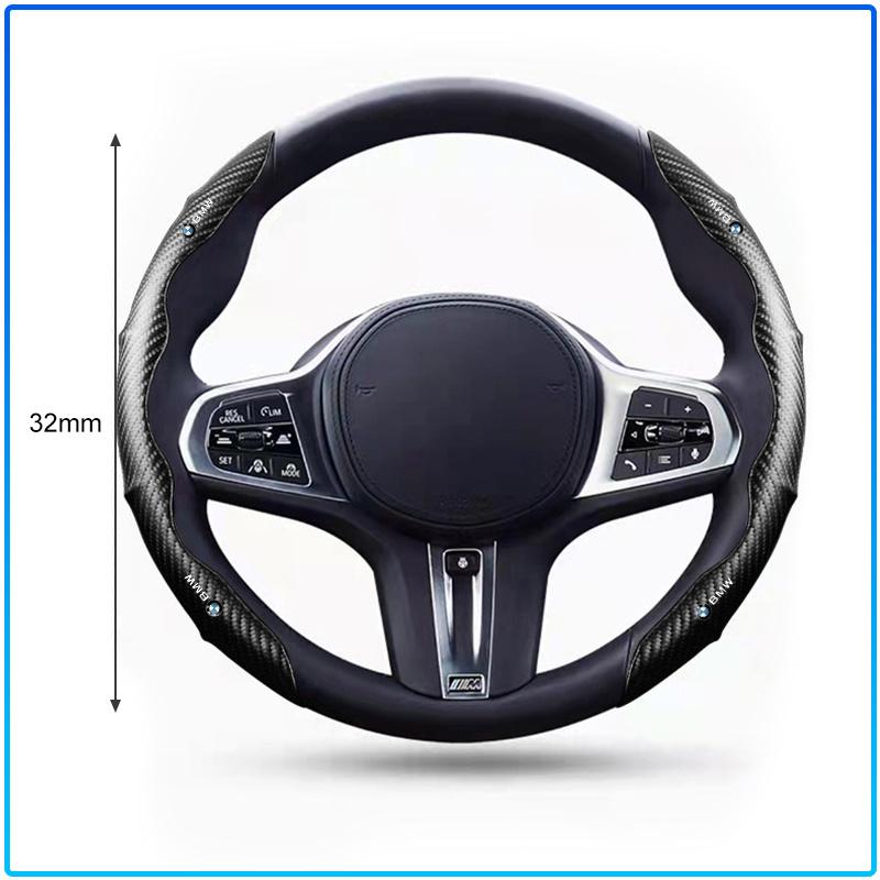2pcs Carbon Fiber Non-Slip Steering Wheel Cover Car Accessories For BMW M Performance 1 3 5 7 Series M3 M4 M5 M6 X1 X3 X5 X6 X7 E30 E34 E36 E39 E4