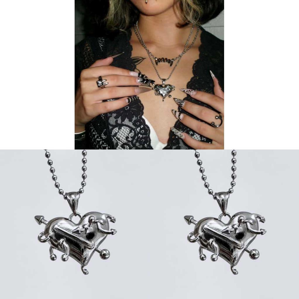 Punk Heart Jewelry With Zinc Alloy Pendant For Female Fashion Accessory