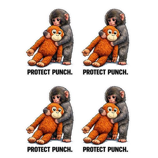 Schutz Punch The Monkey Aufkleber Auto Laptop Sticker Niedlicher Affe hält Plüschtier Vinyl Aufkleber Einfach anzubringen/zu entfernen Lustige Kinderzimmer Dekoration