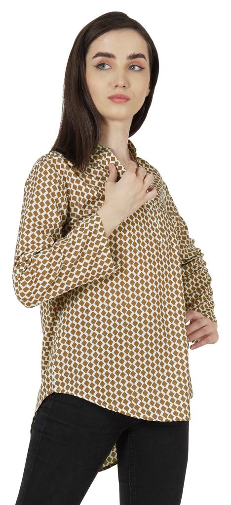 Inkmeso Stylish Printed Full Sleeves Casual Top For Women Comfy Basic Summer Tee