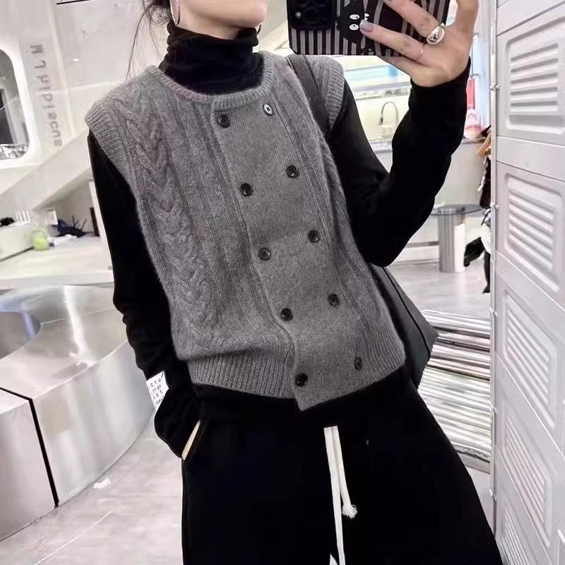 High Grade Sense Twist Sweater Vest Cardigan Women Sweater Autumn Winter New Style Layered Knitted Sleeveless Vest Top