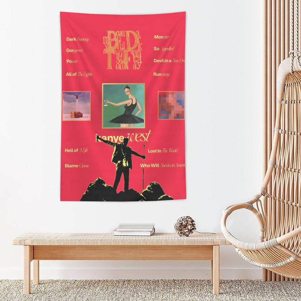 Album Rapper KKanye West Tapestry Microfiber Wall Hanging For Bedroom Living Room Decor Outdoor Festival Garden Bar Background
