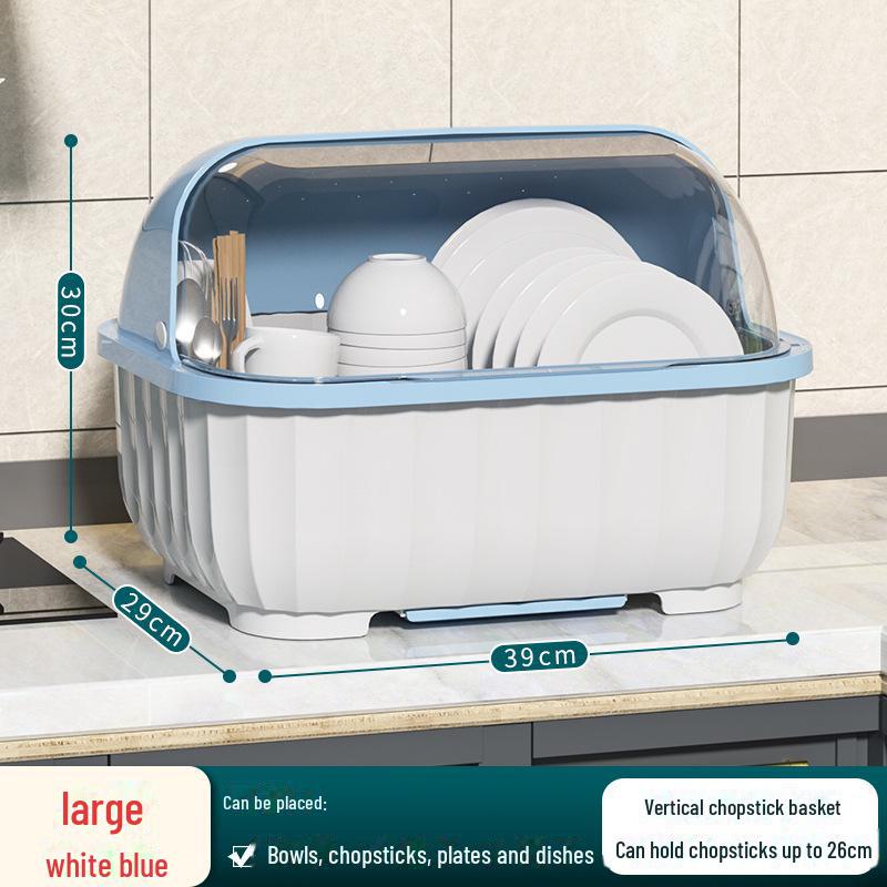 Scurgător de vase de bucătărie cu capac pentru boluri, farfurii, tacâmuri și bețișoare