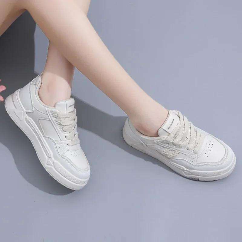 2025 Spring White Shoes Women's New Korean Edition Female Students Height Increasing Thick Soled Sports Board Shoes Casual Shoes
