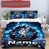 3pcs Duvet Cover Set (1*Duvet Cover + 2*Pillowcase, Without Core), Custom Name Football team F.C Pattern Bedding Set, Home Bedroom Decor Gift