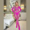 Women Fishnet Mesh Bodystocking Long Sleeve Bodysuit See Through Tights Nightwear Erotic Lingerie Crotchless Jumpsuit