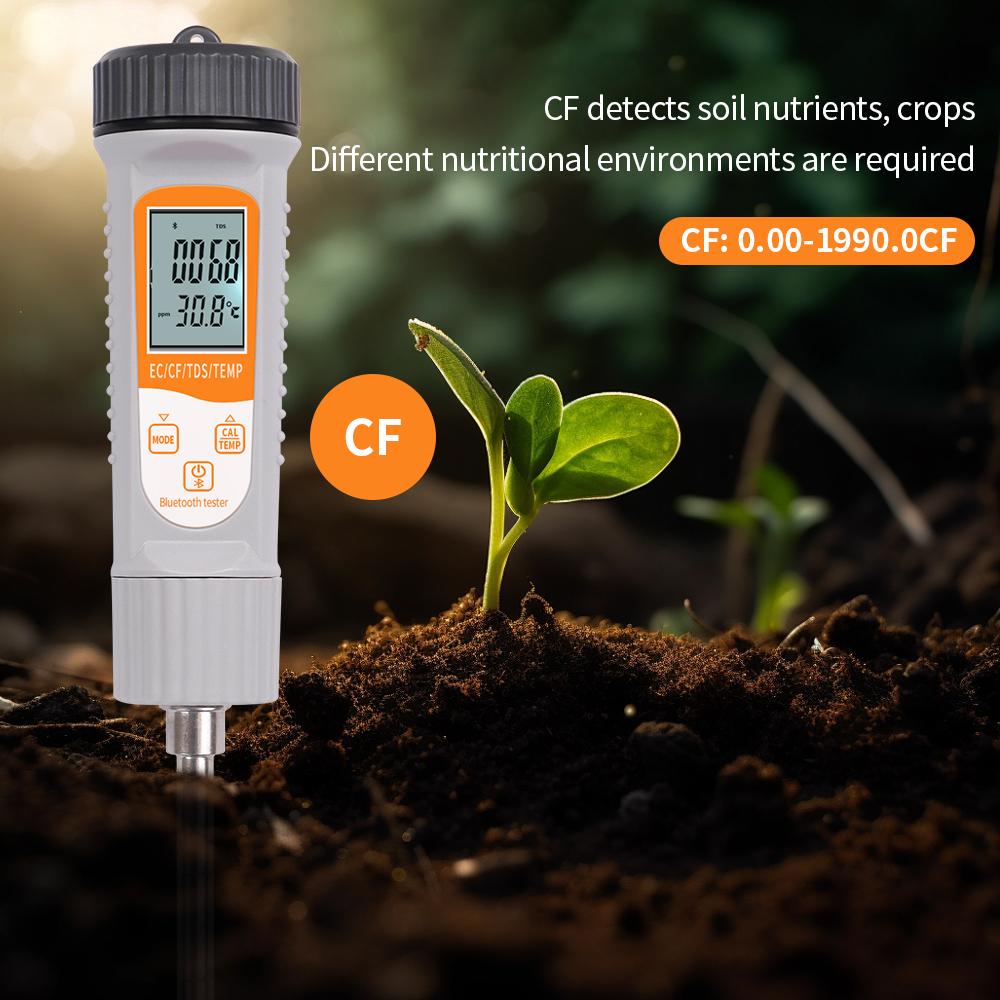 Smart Tuya Soil EC Meter Bluetooth Soil Conductivity Tester Temperature TDS CF Analyzer for Hydroponics Planting Garden Farmland
