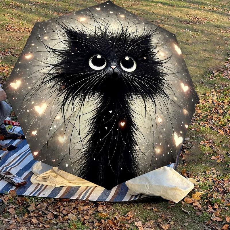 1PC cat heart Automatic Open/Close Umbrella with Windproof, 8-Rib Sturdy Canopy, Durable Ribs, Fashionable Design,1279a