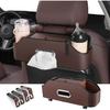 Car Back Seat Organizer with 2 Drink Cup Holder - Tissue Box and Storage Box Hook - Multi-Functional Storage - Great for Kids and Travel (Beige)