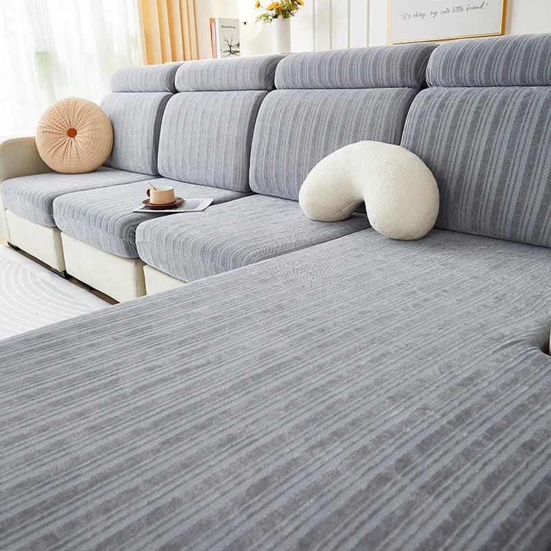 Nowoczesny Minimalistyczny Pokrowiec na Sofę z Chenille Jednolity Kolor Odporny na Zadrapania Pyłoszczelny Pokrowiec na Sofę Elastyczny Antypoślizgowy Uniwersalny na Cztery Pory Roku Pokrowiec na Sofę