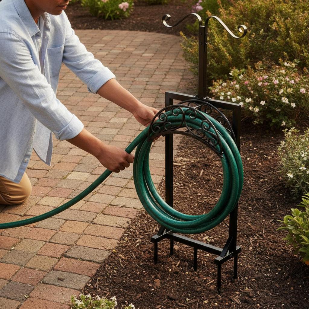 Freestanding Garden Hose Holder Sturdy Stand Homeowners
