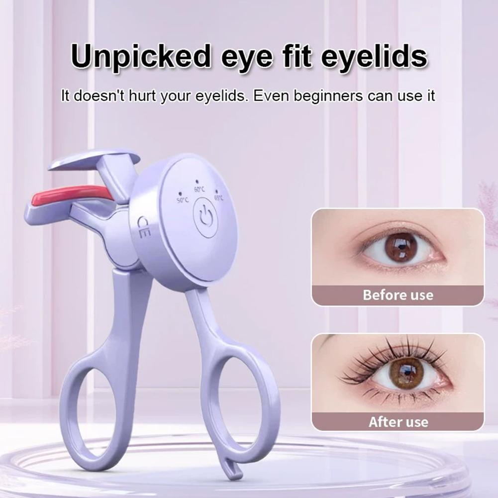 Portable Eyelash Curler Electric Heated Professional Eyelashes Curling Long-Lasting Natural Curl Makeup Beauty Tools