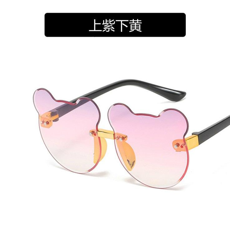 Fashion Summer Outdoor Travel Skiing Sunglasses Cartoon Bear Sunglassess for Boy Girl Children Rimless Casual Sunglasses UV400