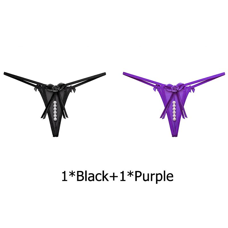 Sexy Bow Beading Lingerie Female Underwear Women's Panties Solid Low Waist G-string Thongs Ladies