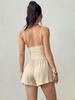 2026 Summer Women's Spaghetti Strap Casual Bandeau Jumpsuit with Wide Leg Shorts
