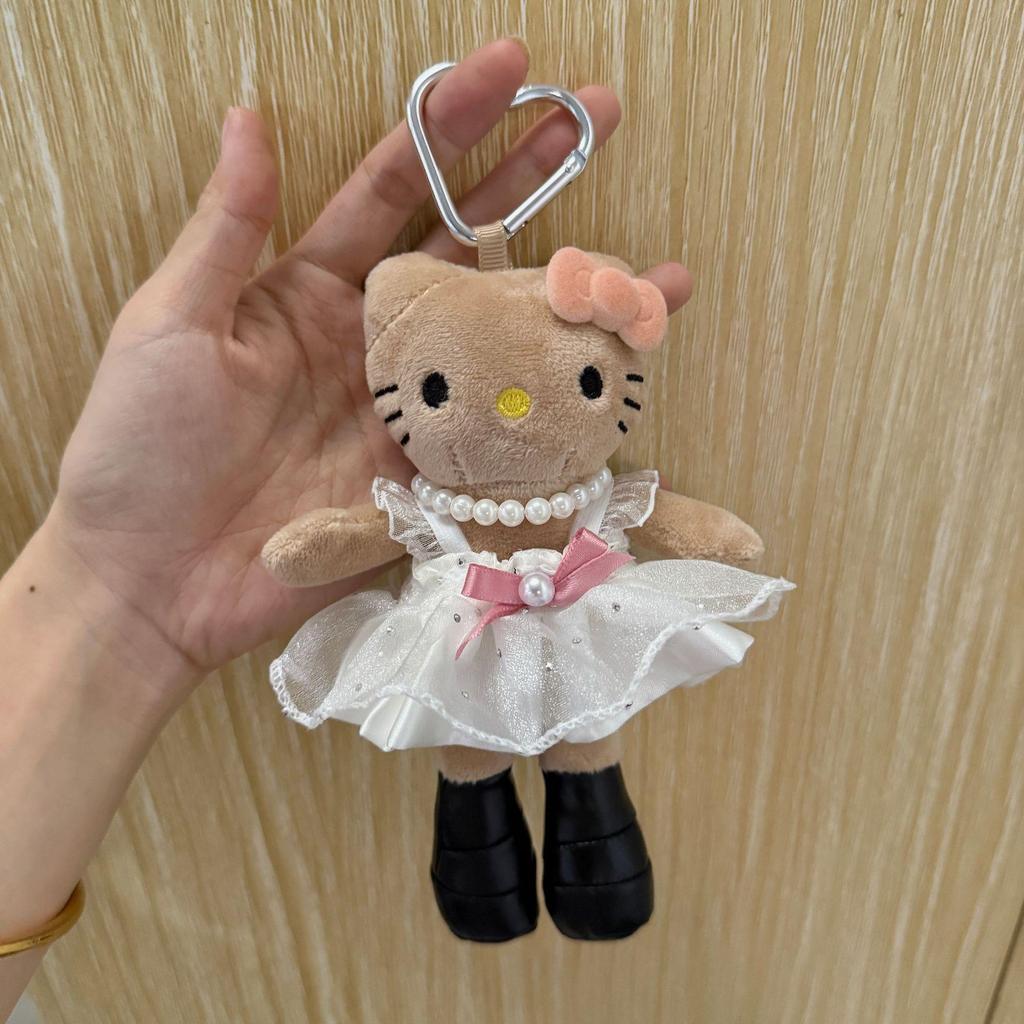 Cute Long-Legged Kitty Plush Pendant with Changeable Skirt - Ins Style Doll Keychain for Backpacks