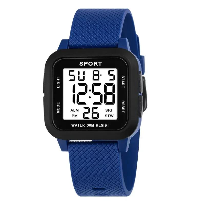 Herren Sportuhr Hintergrundbeleuchtung Anzeige Countdown Herren Digitaluhren 3Bar Wasserdicht Militäruhr Alarm Armbanduhr