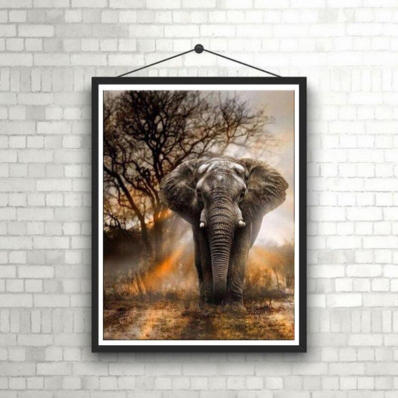 DIY Elephant 5D Diamond Maling Full Rund Drill Animal Diamond Brodery Cross Stitch Kits Rhinestone Wall Art Home Decor