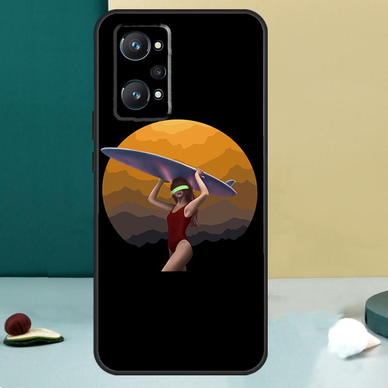 Surfboard Surfing Surf Girl For Realme GT 6T 5 6 GT 7 Pro C67 C75 C61 C55 C53 C51 C21Y C25S 10 11 12 13 14 Pro Plus Case