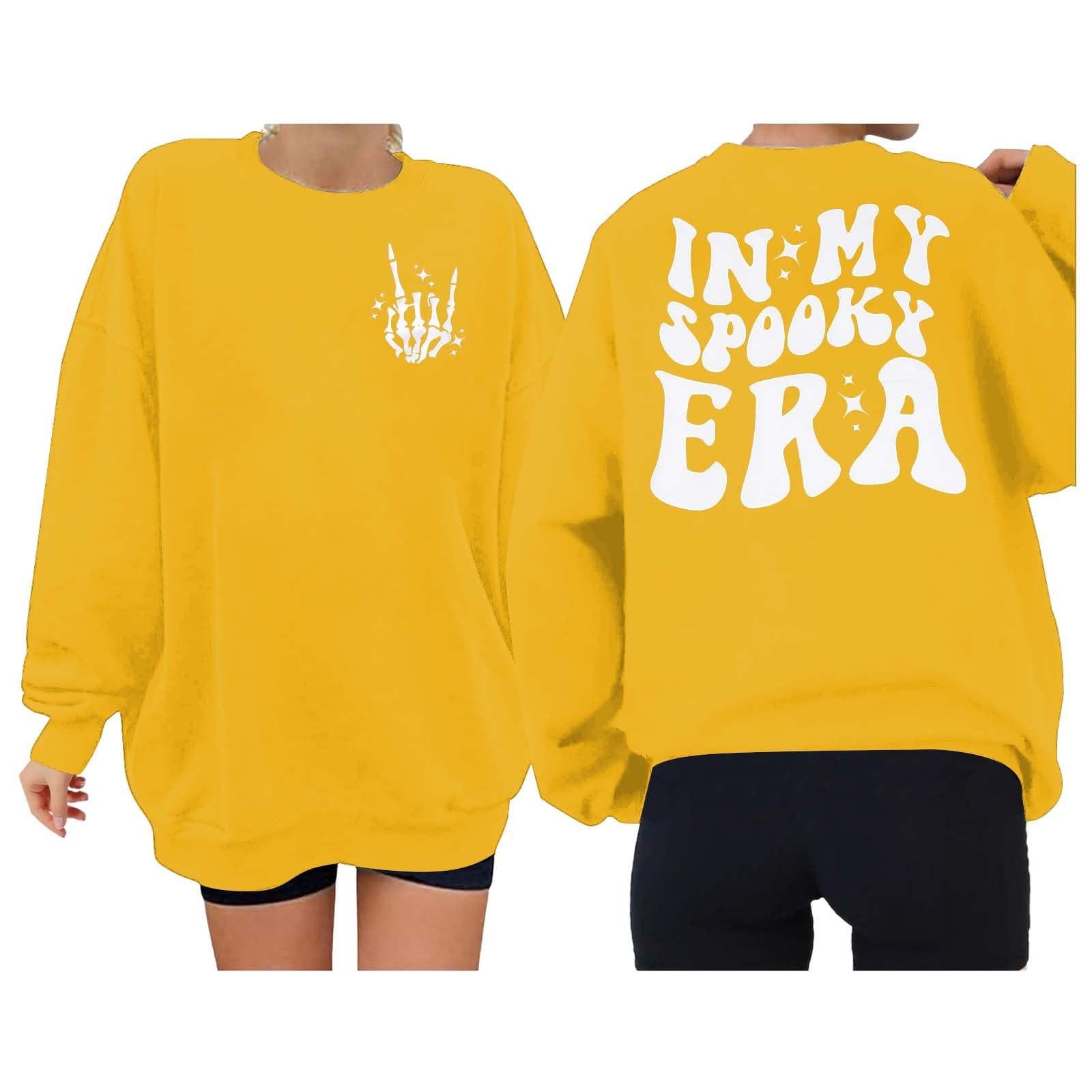 

Женский модный пуловер с круглым вырезом и длинными рукавами, с принтом на Хэллоуин S жёлтый