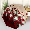 1pc Circular Floral Pattern with Red and White Flowers. Umbrella with Plastic Handle,Compact & Stylish,Suitable for All Seasons Ptys26034