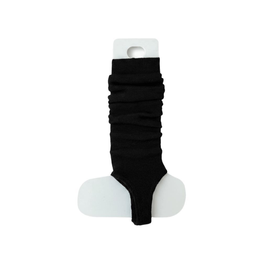 Solid Color Knitted Leg Warmers Plain Mid-Calf Socks Comfortable Crew Socks  Dance чёрный
