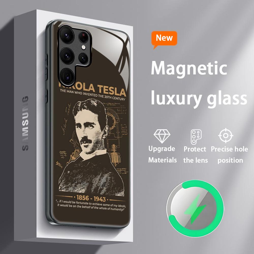 Fashion Art Nikola Tesla Cool Phone Case For Samsung S26 S25 S24 S23 S22 S21 S20 Plus Ultra Glass Magnetic Case