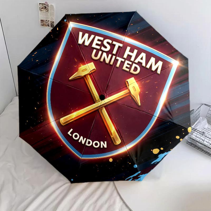 West Ham United pattern, automatic folding umbrella, portable and foldable design, 8 ribs, a Christmas or birthday gift.