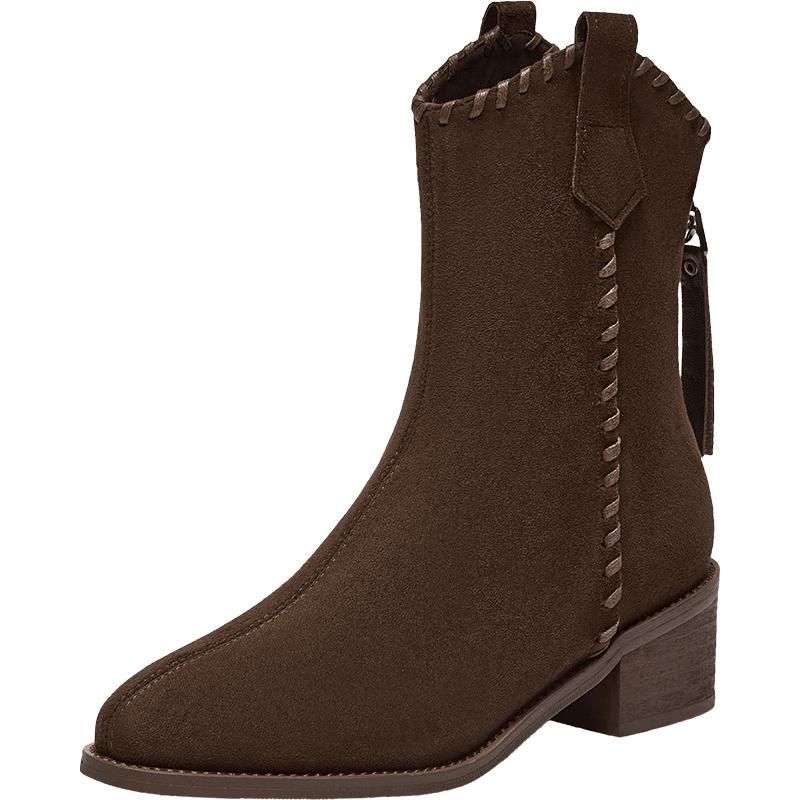 Bestu F3015DZ5 Women s Chunky Heel Mid-Calf Boots 38