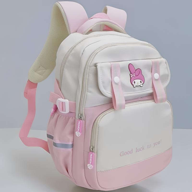 Canvas Kuromi & My Melody Water-Resistant School Backpack for 1st-3rd Grade Students