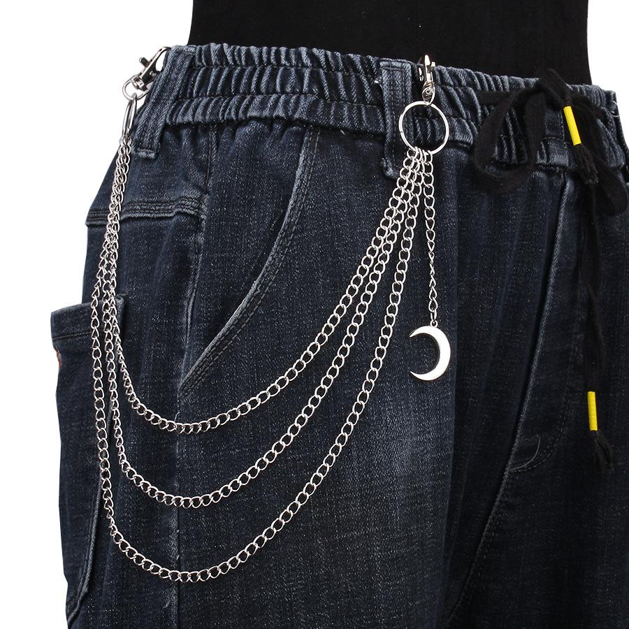 Moon Pendant Chain On The Jeans Pants Women Punk Keychains for Men woman Harajuku Rock and roll Accessories