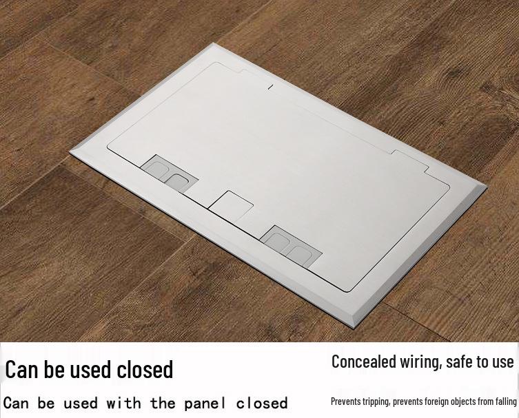Stainless Steel Flip-Top European Power Socket with USB Fast Charging, Waterproof Floor Box
