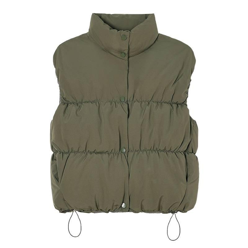 Solid Color Vest Women's Loose Autumn and Winter New Fashion Vest Down Cotton Stand-up Collar Student Vest Jacket