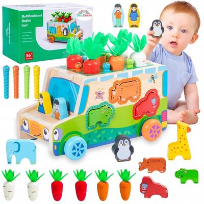 Montessori Sorter Klocków Złap Robaczka Auto Układanka Marchewki I Robaczki